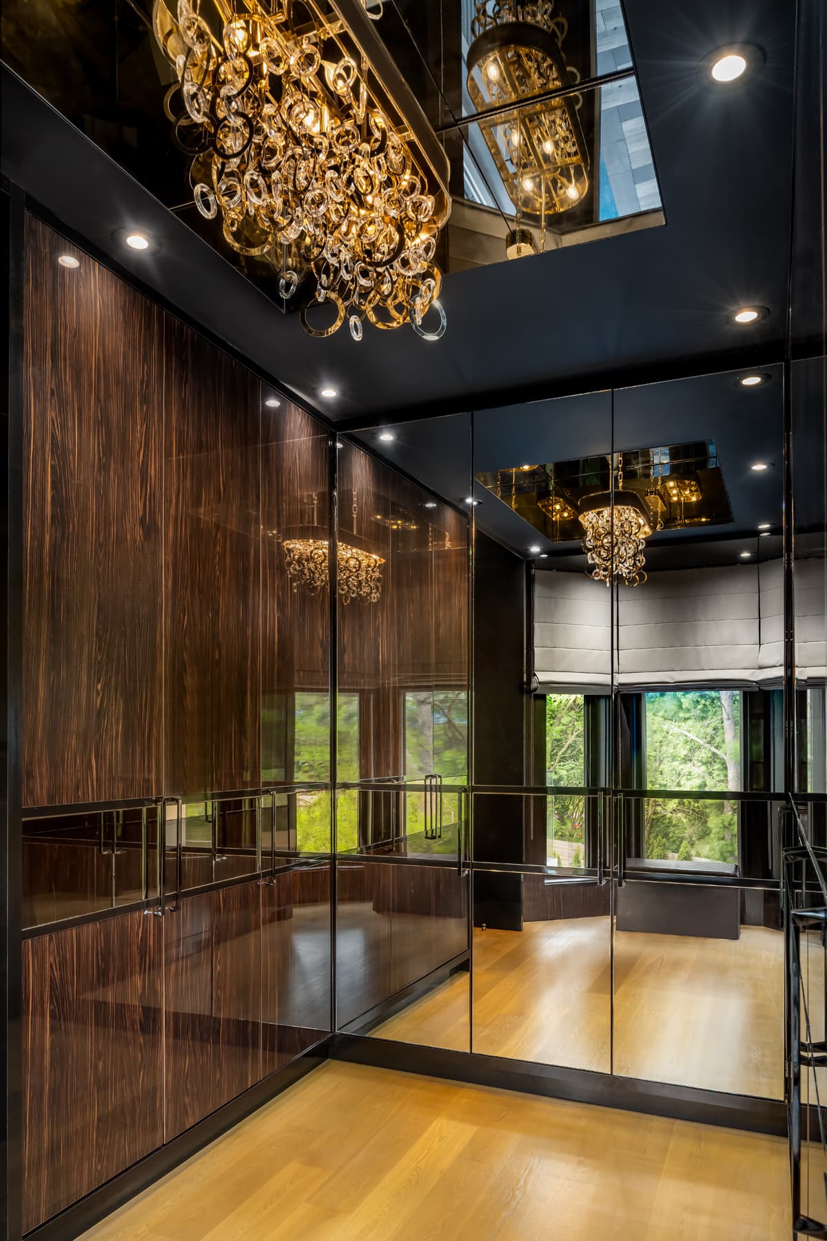 Dressing room with ebony cabinetry.