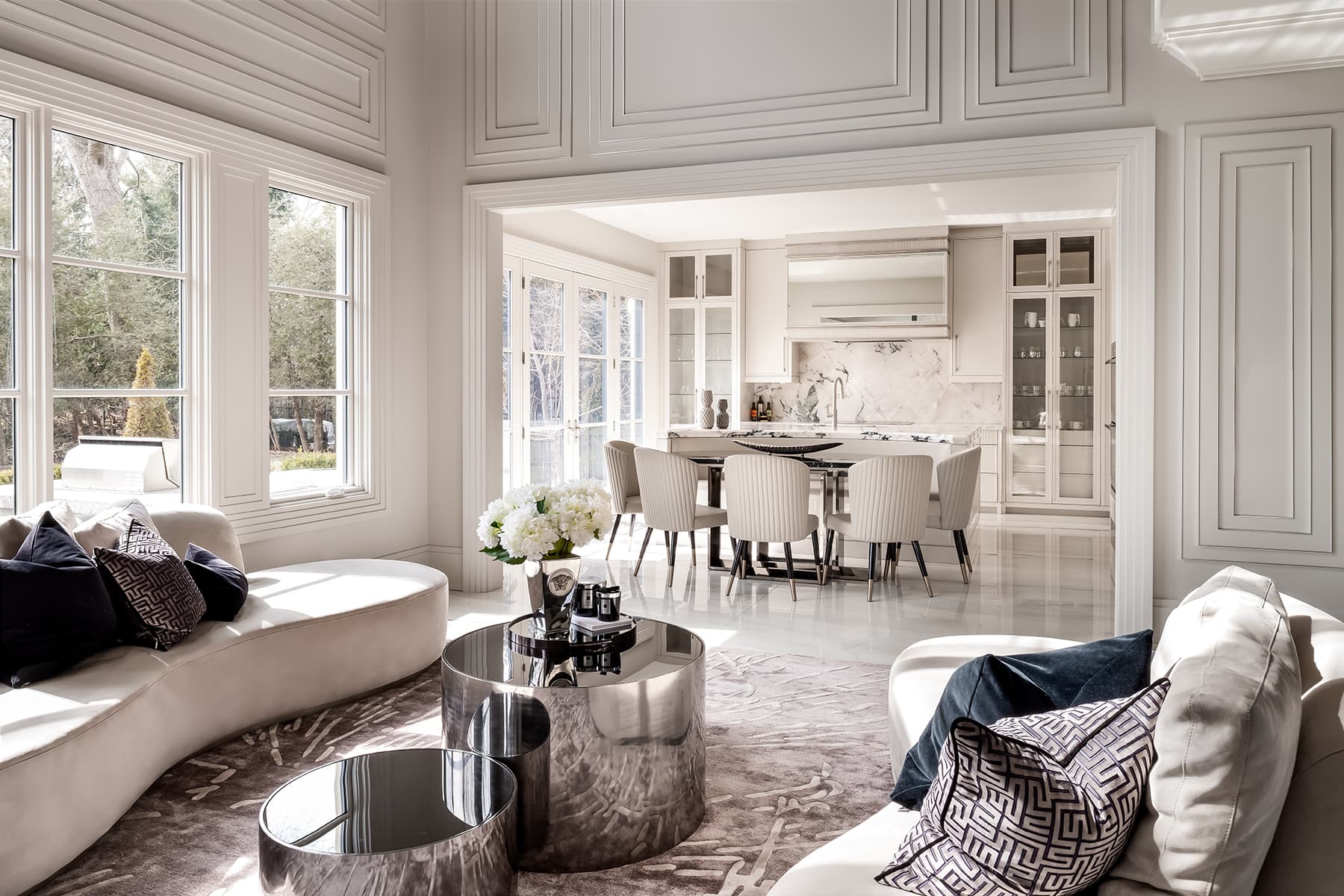 Hallway with paneled walls and integrated lighting.